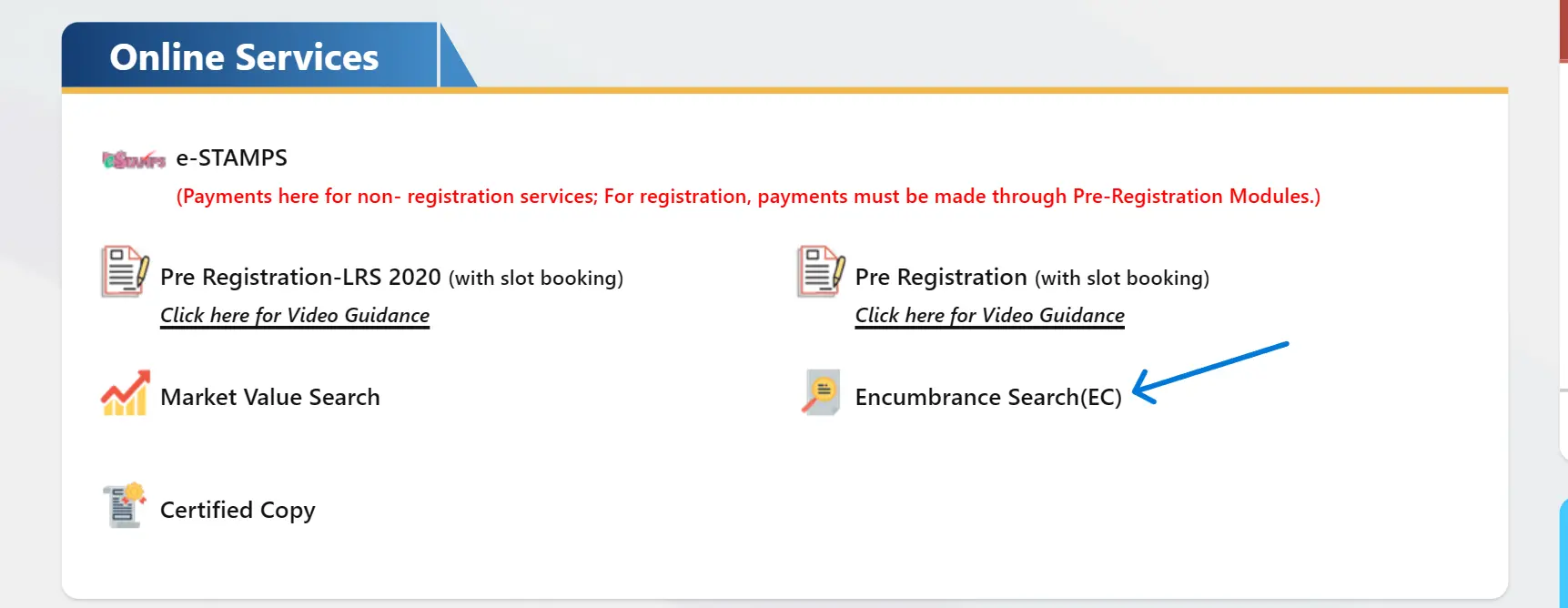 IGRS Telangana Encumbrance Certificate EC Online Service
