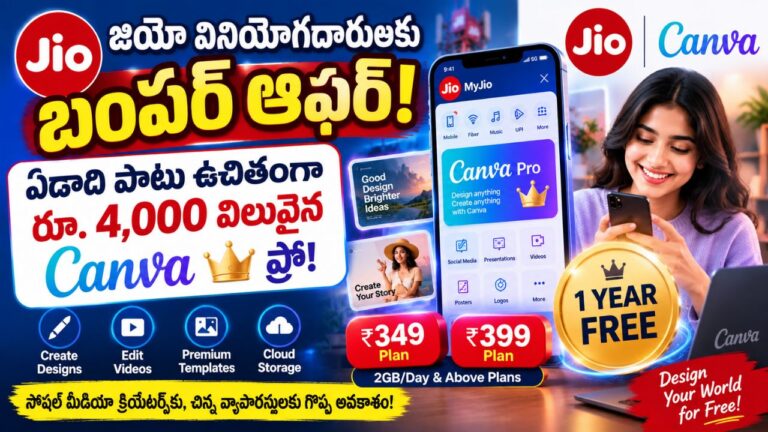 జియో రీఛార్జ్ చేస్తే ఏడాది పాటు Canva ఉచితం.. ఈ ప్లాన్లు ఉన్నవారికే ఆఫర్! | Jio Canva Offer